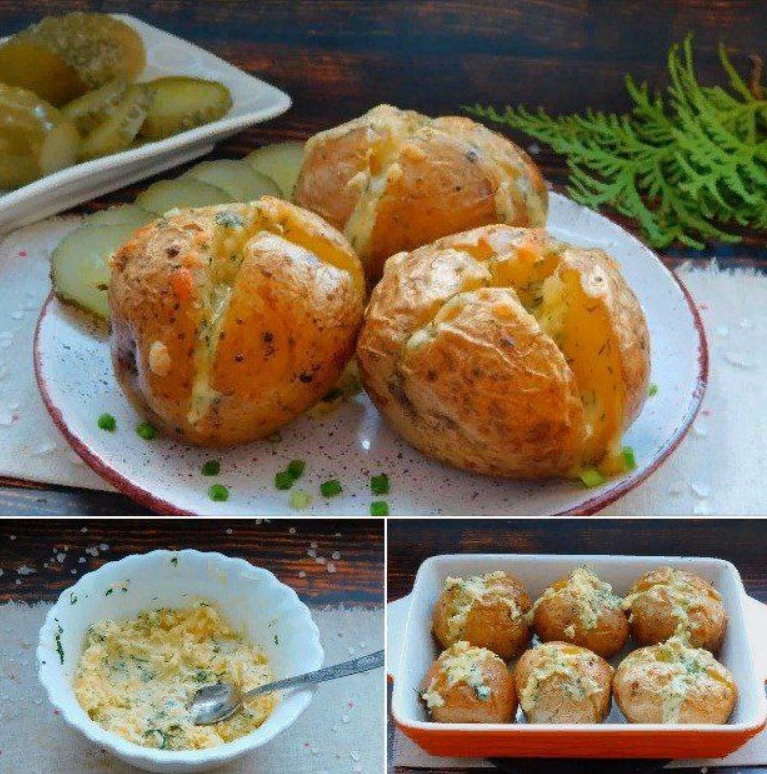 Ароматный картофель запеченный с чесночным маслом. Обожаю такую картошечку