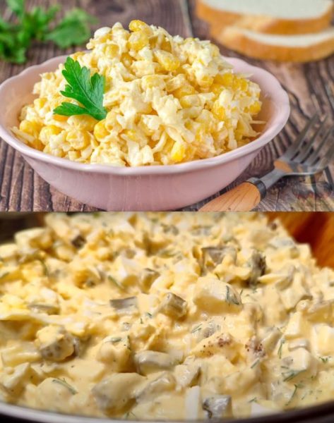 Салат из крутых яиц и маринованных огурцов